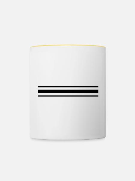 Schwarze Linien - Tasse zweifarbig - Weiß/Gelb
