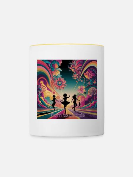 Geboren zum Boogie - Tasse zweifarbig - Weiß/Gelb