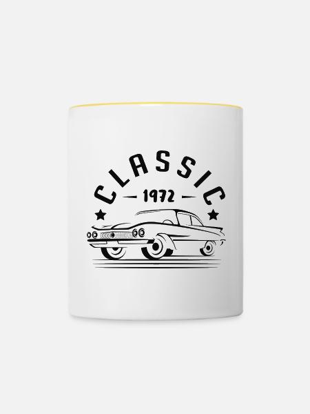 Geschenkidee - CLASSIC 1972. - Tasse zweifarbig - Weiß/Gelb