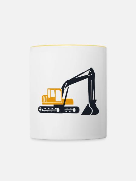 Bagger - Tasse zweifarbig - Weiß/Gelb
