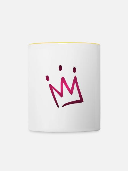 Krone Rosa - Tasse zweifarbig - Weiß/Gelb