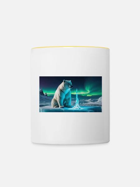 Eisbär und Eiskristall - Tasse zweifarbig - Weiß/Gelb