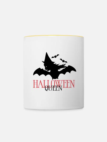 Hexe Halloween - Tasse zweifarbig - Weiß/Gelb