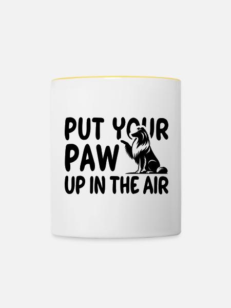 Collie High Five - Vektor Design - Tasse zweifarbig - Weiß/Gelb
