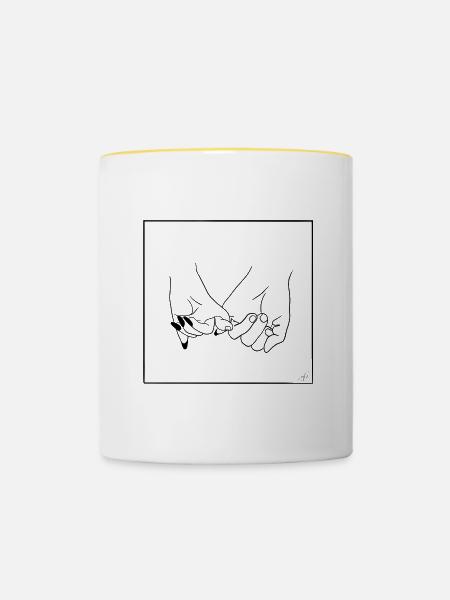 hand in hand - Tasse zweifarbig - Weiß/Gelb