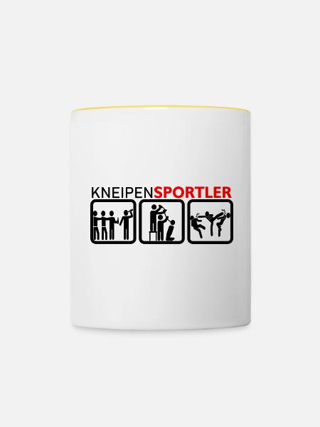 Kneipensportler - Tasse zweifarbig - Weiß/Gelb