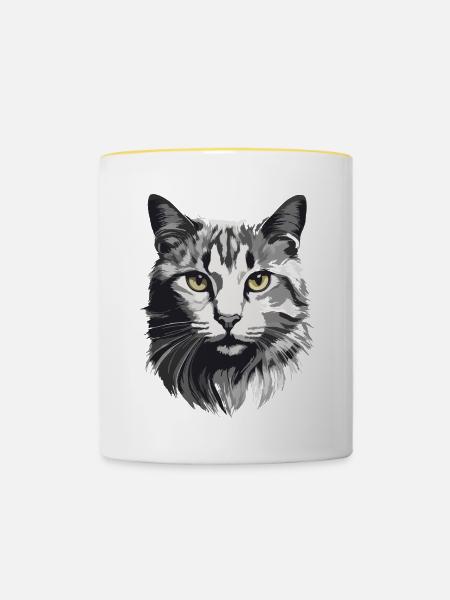 Gatito. - Tasse zweifarbig - Weiß/Gelb