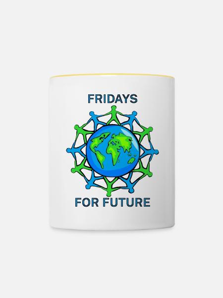Fridays for future - Tasse zweifarbig - Weiß/Gelb