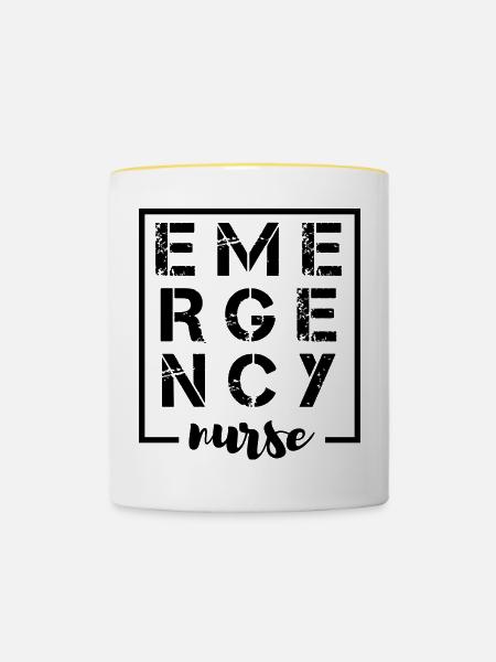 Notfall Krankenschwester Design - Tasse zweifarbig - Weiß/Gelb
