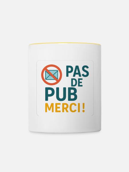 Keine Werbung, danke! - Tasse zweifarbig - Weiß/Gelb