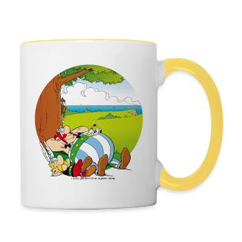 Asterix & Obelix Machen Siesta Mit Idefix - Tasse zweifarbig - Weiß/Gelb - Rechts