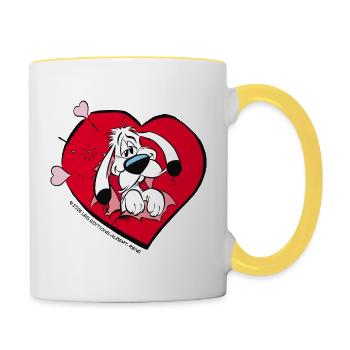 Asterix & Obelix - Idefix Mit Herz - Tasse zweifarbig - Weiß/Gelb - Rechts