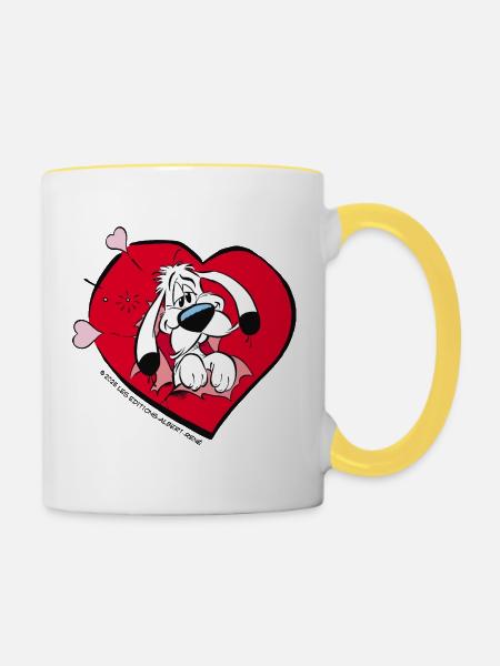 Asterix & Obelix - Idefix Mit Herz - Tasse zweifarbig - Weiß/Gelb