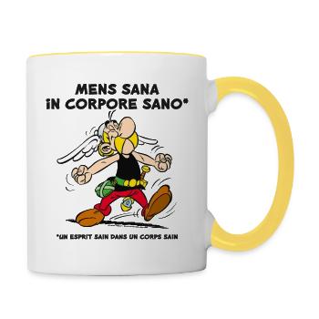 Asterix – Ein gesunder Geist in einem gesunden Körper - Tasse zweifarbig - Weiß/Gelb - Rechts