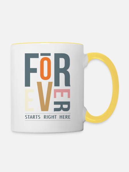 Modernes Geometrisches Spruch Forever - Tasse zweifarbig - Weiß/Gelb