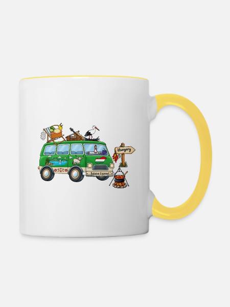 Ungarn Camper Wohnmobil - Tasse zweifarbig - Weiß/Gelb