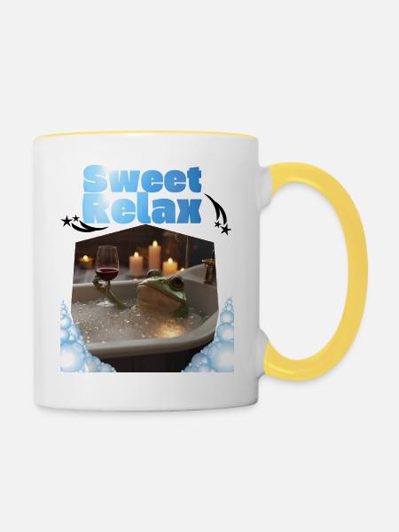 Sweet_Relax_-4500_x_5400_px- - Tasse zweifarbig - Weiß/Gelb