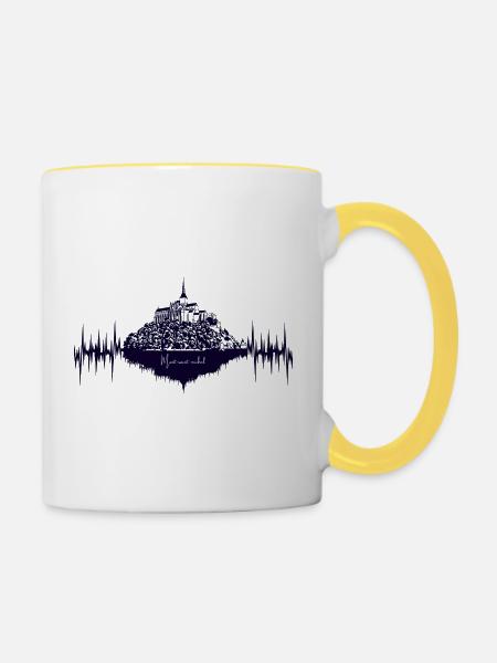 Mont-Saint-Michel, Normandie, Frankreich - Tasse zweifarbig - Weiß/Gelb