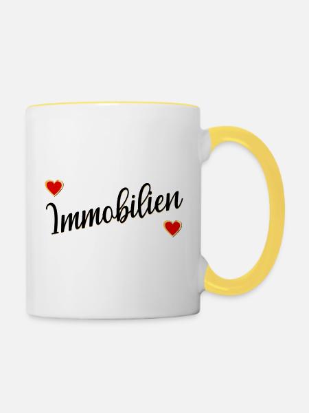 Immobilien lieben - Tasse zweifarbig - Weiß/Gelb