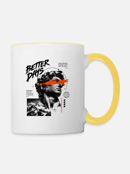 Better Days Graffiti Statue - Tasse zweifarbig - Weiß/Gelb