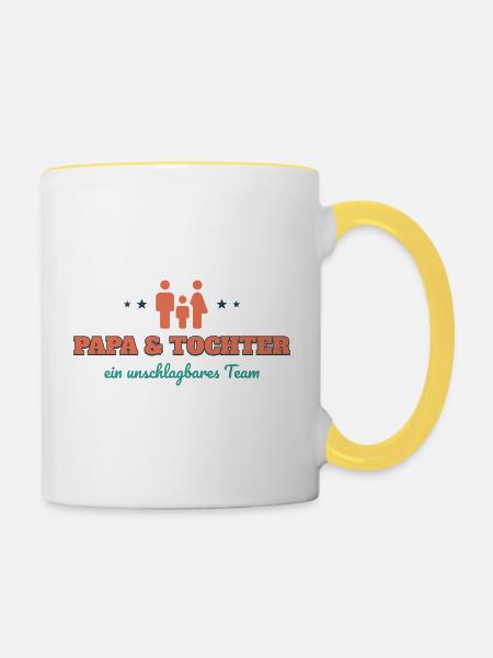 Papa & Tochter – ein unschlagbares Team - Tasse zweifarbig - Weiß/Gelb