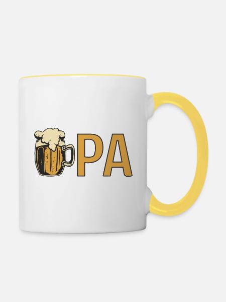 Opa mit Bierkrug – Orange - Tasse zweifarbig - Weiß/Gelb