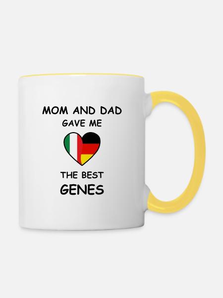 Italy Germany Genes Heart - Tasse zweifarbig - Weiß/Gelb