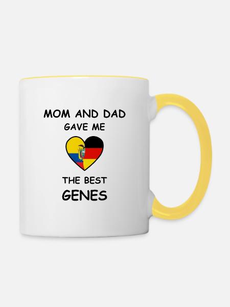 Ecuador Germany Genes Heart - Tasse zweifarbig - Weiß/Gelb