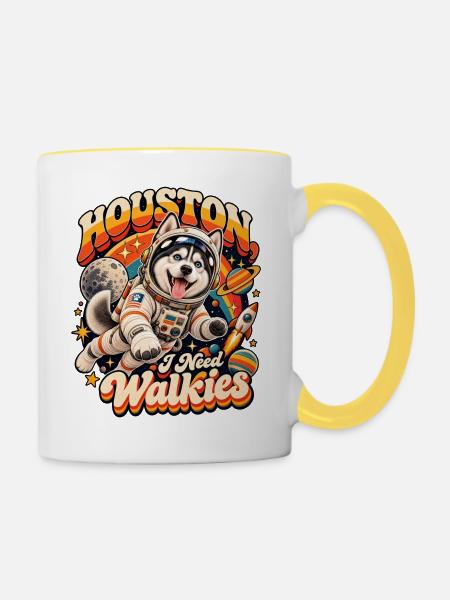 Houston Walkies Astronaut Hund - Tasse zweifarbig - Weiß/Gelb