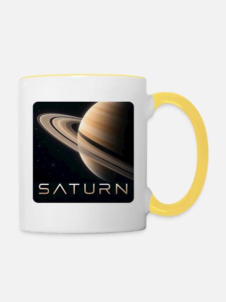 Saturn 30cm - Tasse zweifarbig - Weiß/Gelb