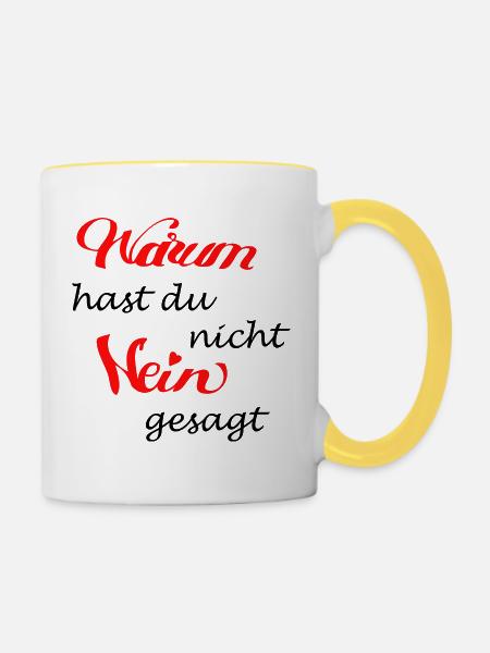 cooler Spruch - Tasse zweifarbig - Weiß/Gelb