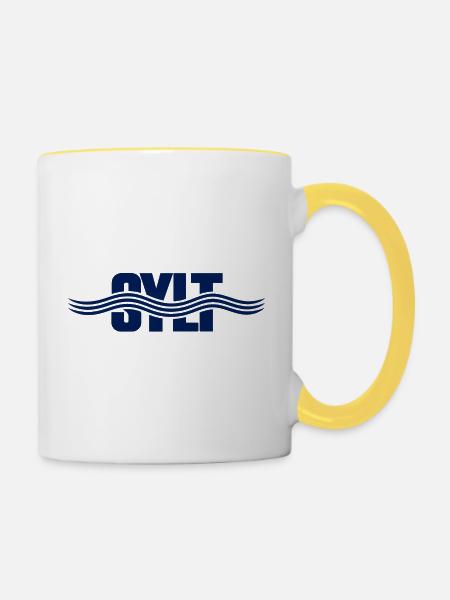 SYLT – Wind, Weite, Wellen - Tasse zweifarbig - Weiß/Gelb