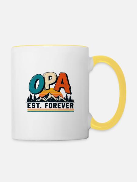 OPA – Retro Design für Großväter - Tasse zweifarbig - Weiß/Gelb