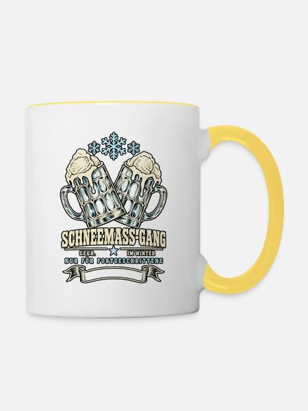 Schneemaß-Gang Fortgeschrittene - Tasse zweifarbig - Weiß/Gelb
