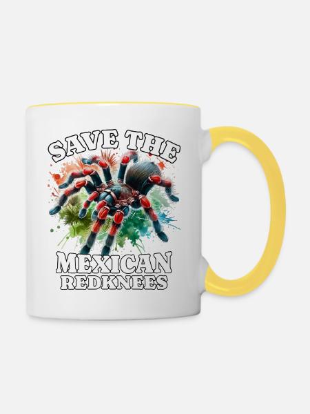 Save Rotknie Vogelspinne - Tasse zweifarbig - Weiß/Gelb
