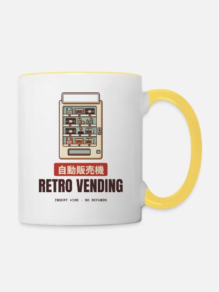 Retro-Verkaufsautomaten-Diskettekassette Japan - Tasse zweifarbig - Weiß/Gelb