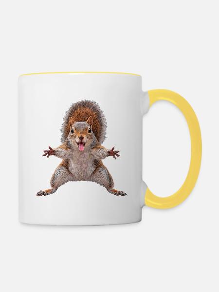 Eichhoernchen - Tasse zweifarbig - Weiß/Gelb