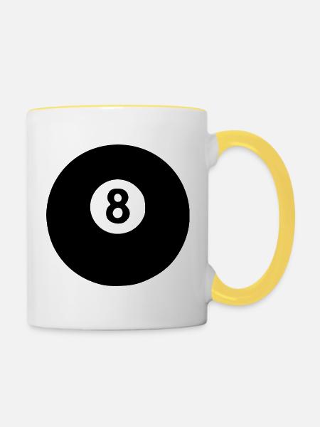 Billardkugel Billard Geschenk - Tasse zweifarbig - Weiß/Gelb