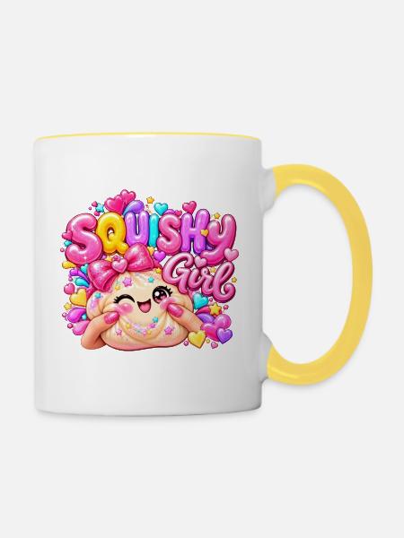 Squishy Girl Glitzerherz - Tasse zweifarbig - Weiß/Gelb