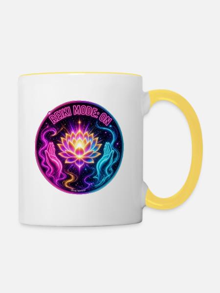 REIKI-MODUS: AN - Tasse zweifarbig - Weiß/Gelb