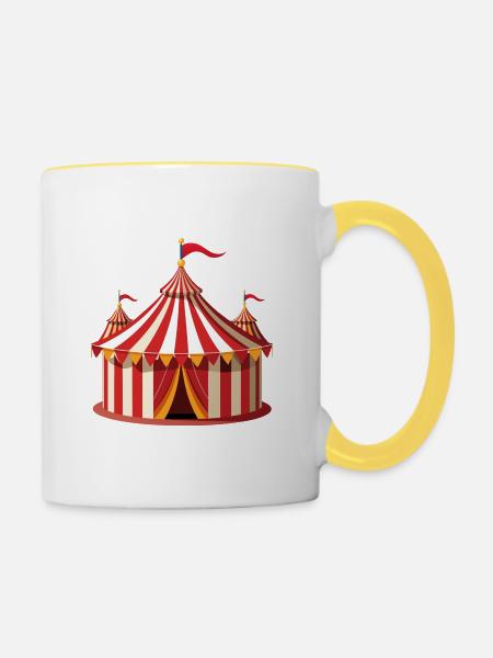 Zirkuszelt - Tasse zweifarbig - Weiß/Gelb