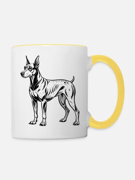 Dobermann - Tasse zweifarbig - Weiß/Gelb