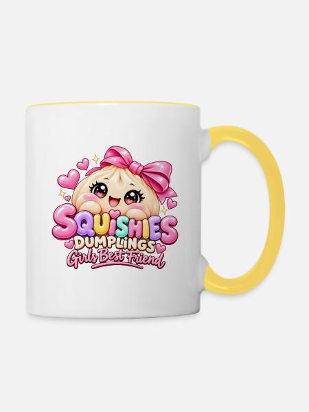 Squishy Dumpling – Girls Best Friend - Tasse zweifarbig - Weiß/Gelb