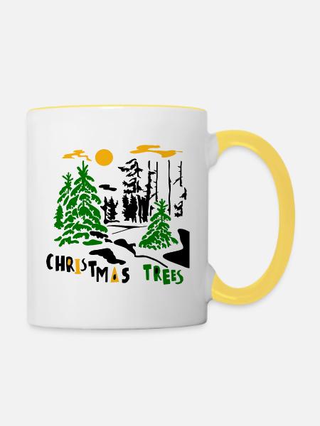 Winterwald - Tasse zweifarbig - Weiß/Gelb