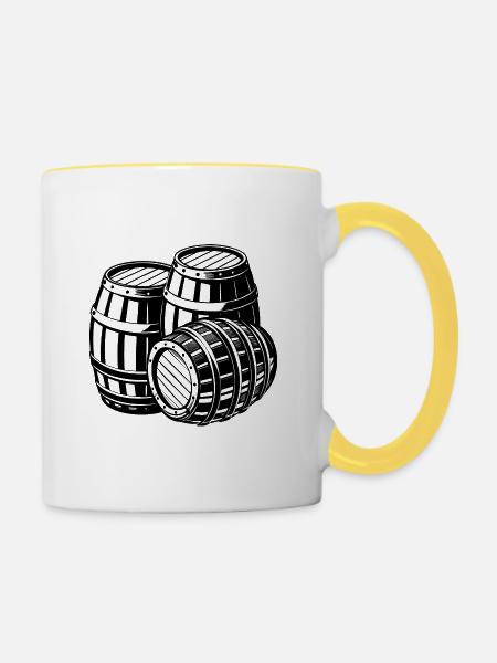 Holzfässer - Tasse zweifarbig - Weiß/Gelb
