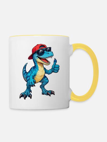 dino-like - Tasse zweifarbig - Weiß/Gelb