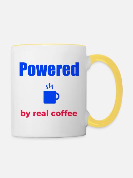 Angetrieben von echtem Kaffee - Tasse zweifarbig - Weiß/Gelb
