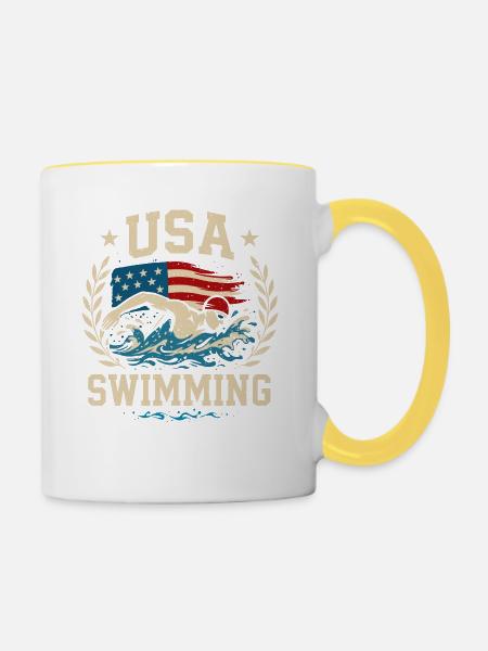 USA Swimming - Tasse zweifarbig - Weiß/Gelb