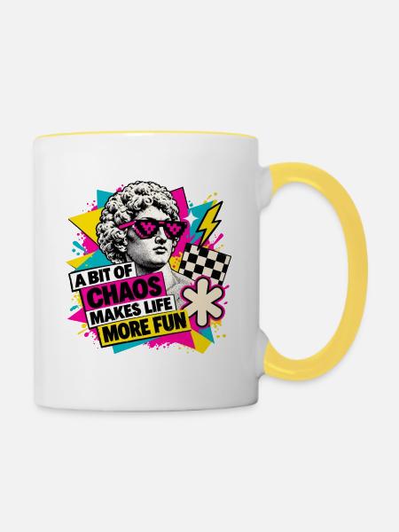 Ein bisschen Chaos - Tasse zweifarbig - Weiß/Gelb