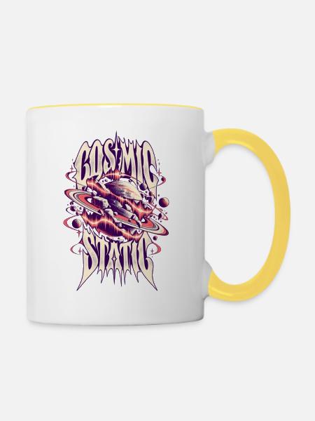 Kosmische Psychedelik Planet - Tasse zweifarbig - Weiß/Gelb